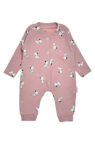 Unisex Chaqaloq It Bosmali Tugmachali Yangi Tug'ilgan Chaqaloq Kombinezoni 100% Paxta Elastik-GULYORLI ITLI - 1
