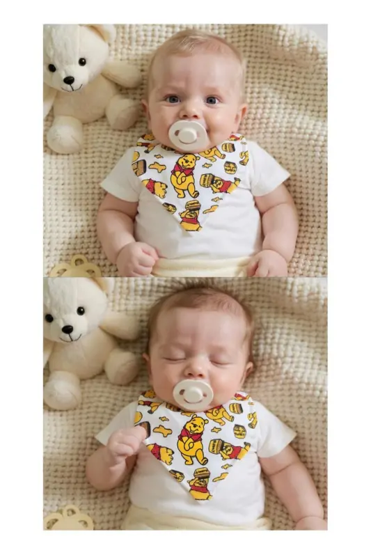 Unisex chaqaloq organik mato ikki qavatli naqshli fula - 2