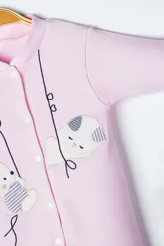 Unisex Chaqaloq Quyon Kashtasi 3-6-9 Oy Penye Organik Paxta Oyoqli Chaqaloq Kombinezoni - PUSHTI - 5