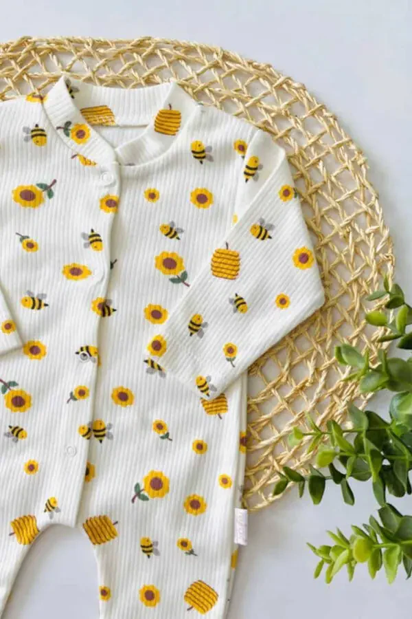 Unisex chaqaloq safari va ari naqshli tugmachali yangi tugʻilgan - 3