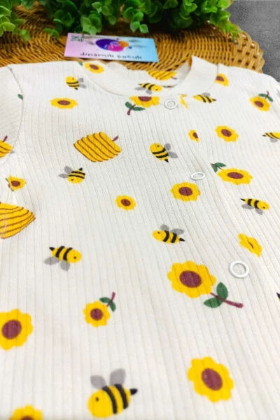 Unisex chaqaloq safari va ari naqshli tugmachali yangi tugʻilgan - 4