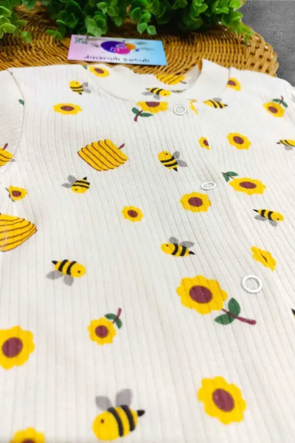 Unisex chaqaloq safari va ari naqshli tugmachali yangi tugʻilgan - 4