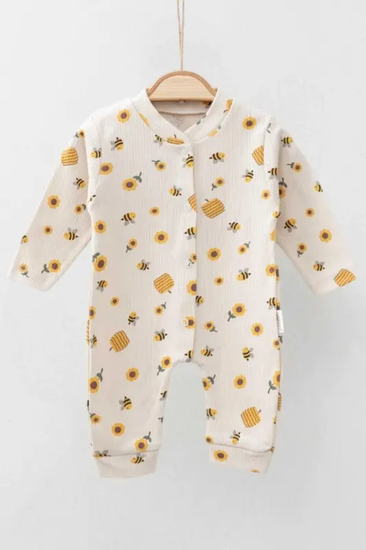 Unisex chaqaloq safari va ari naqshli tugmachali yangi tugʻilgan - 3