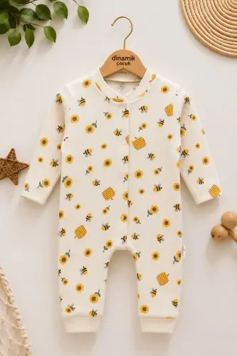 Unisex chaqaloq safari va ari naqshli tugmachali yangi tugʻilgan 