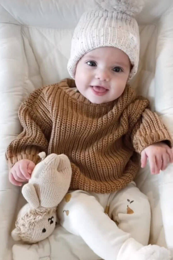 Unisex chaqaloq va bolalar uchun krujka bo'yinli trikotaj sviter 6 oy - 5 yosh - 8