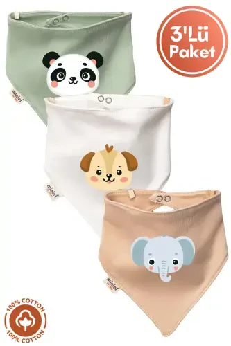 Unisex Chaqaloq Yangi Tug'ilgan Paxta Organik Paxta Hayvon Shaklli 0-3 Oy Chaqaloq So'lagi 3 dona to'plam - 1