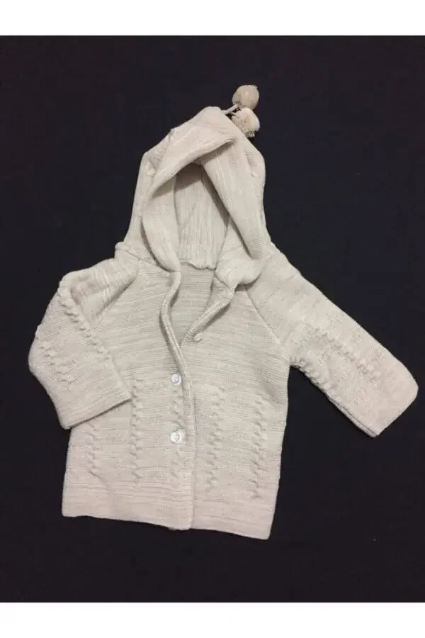 Unisex chaqaloqlar uchun ekru rangli kardigan ko'ylagi, chaqaloqlar uchun tashqi kiyim, kardigan ko'ylagi - 1