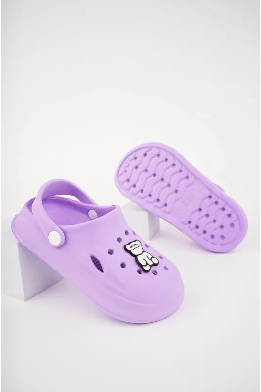 Unisex Child Figured Sticker Sandal-Slipper-PURPLE - 3