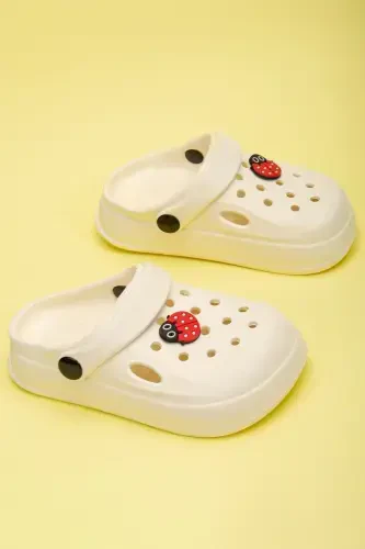 Unisex Children's Figure Sticker Sandals-Slippers-ECRU LADYBUG - 1