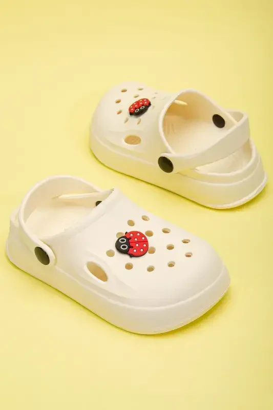Unisex Children's Figure Sticker Sandals-Slippers-ECRU LADYBUG - 2