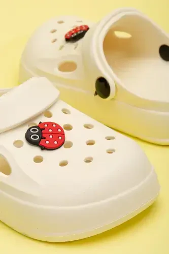 Unisex Children's Figure Sticker Sandals-Slippers-ECRU LADYBUG - 3