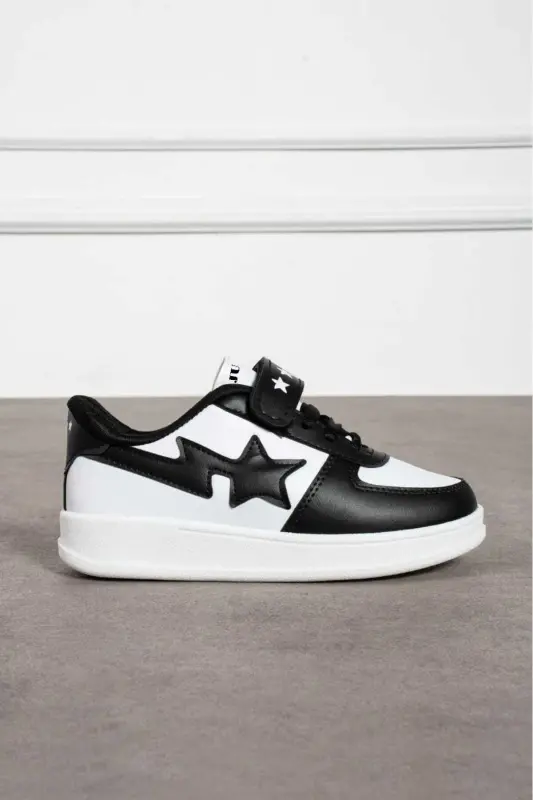 Unisex Cırtlı Rahat Günlük Sneaker Spor Ayakkabı-Siyah Bayez - 1