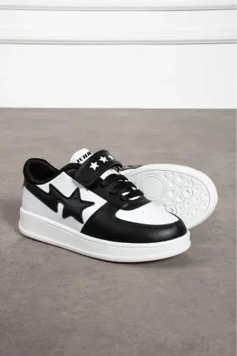 Unisex Cırtlı Rahat Günlük Sneaker Spor Ayakkabı-Siyah Bayez - 2