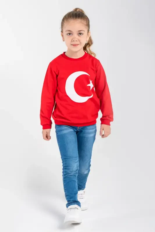 Unisex Çocuk Ay Yıldızlı Basic Sweat 2-7 Yaş-2 - TREND BABY KIDS