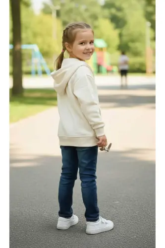 Unisex Çocuk Beden Baskısız Fermuarlı Hırka/ceket-Bej - 4