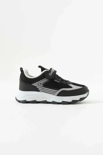 Unisex Çocuk Cırtlı lastikli Rahat Günlük Sneaker anorak Spor Ayakkabı hafif poli taban - SIYAH BEYAZ - 3