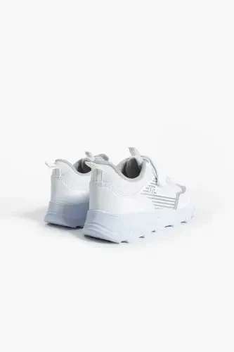 Unisex Çocuk Cırtlı lastikli Rahat Günlük Sneaker anorak Spor Ayakkabı hafif poli taban-BEYAZ - GAK RUN (1)