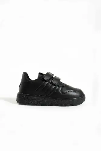 Unisex Çocuk Cırtlı Rahat Günlük Sneaker SIYAH Spor Ayakkabı - SIYAH SIYAH - GAK RUN (1)