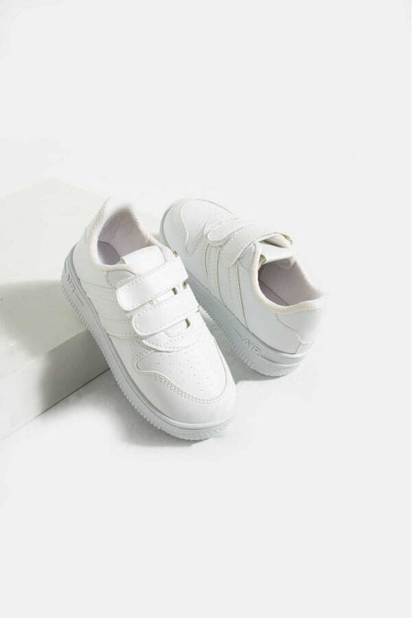 Unisex Çocuk Cırtlı Rahat Günlük Sneaker Spor Ayakkabı - BEYAZ - 6