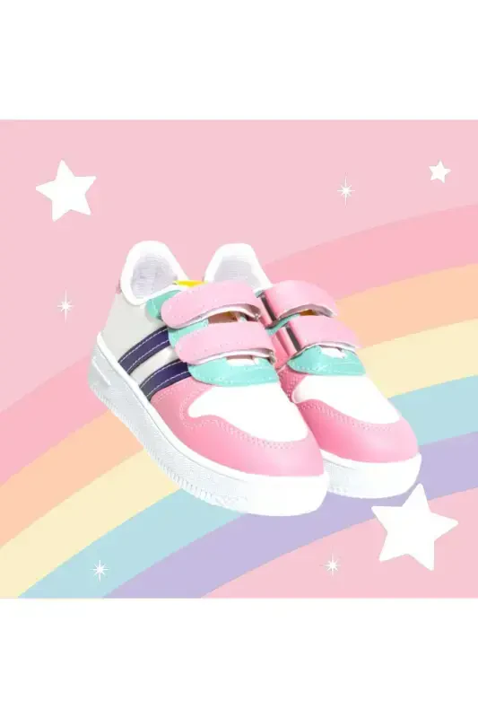 Unisex Çocuk Cırtlı Rahat Günlük Sneaker Spor Ayakkabı GAK-Çocuk-Mor - 2