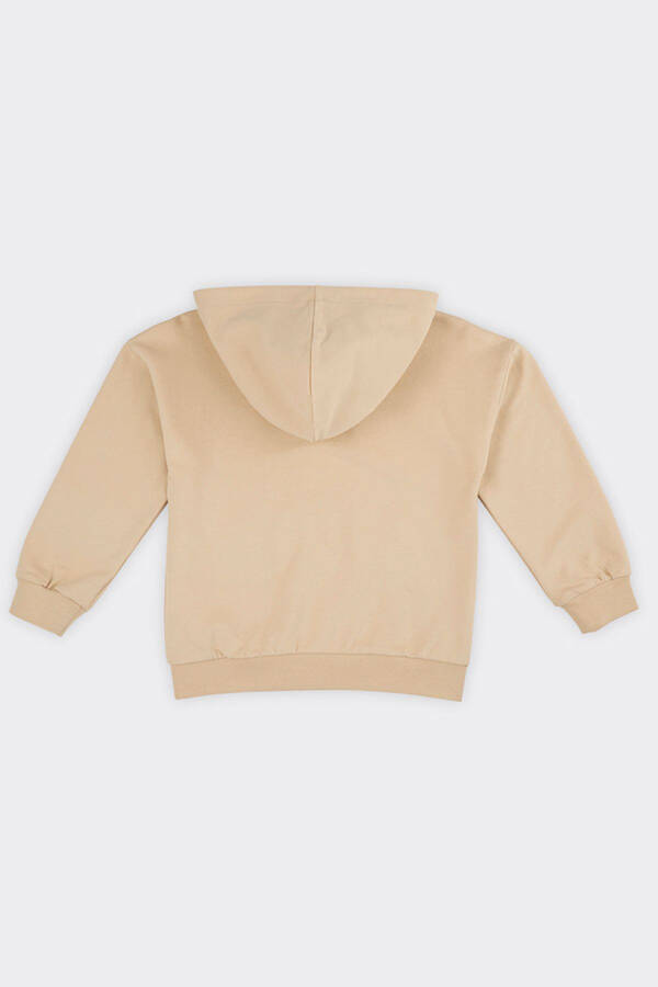 Unisex Çocuk Fermuarlı Bej Sweatshirt - 037-Bej - 2