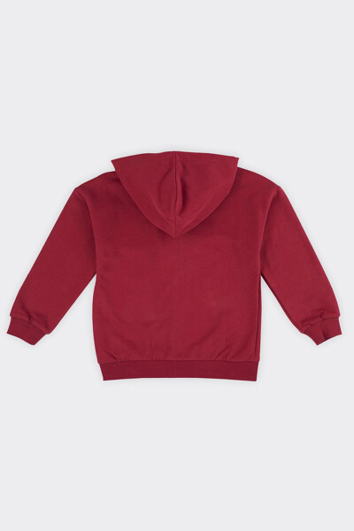 Unisex Çocuk Fermuarlı Bordo Sweatshirt - 035-Bordo - 10