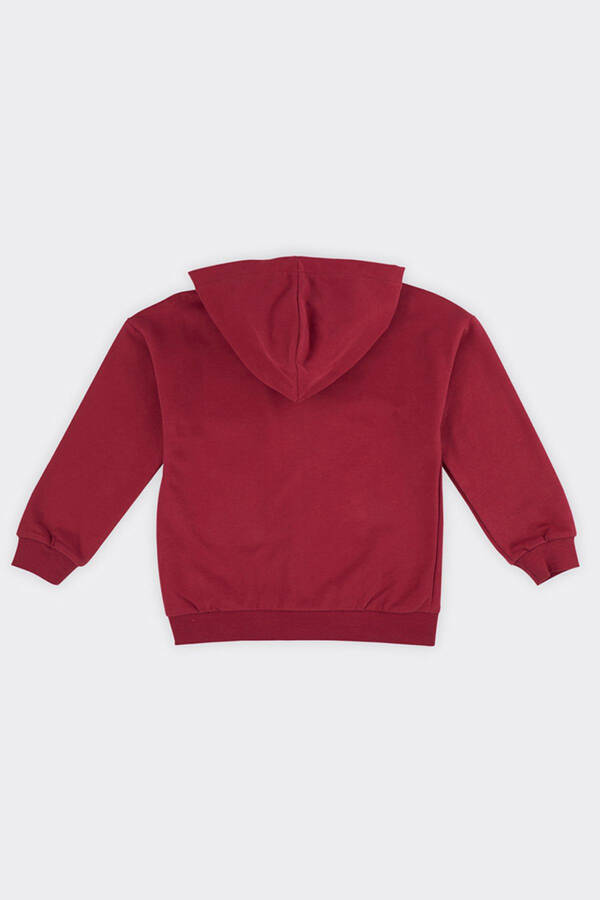 Unisex Çocuk Fermuarlı Bordo Sweatshirt - 035-Bordo - 10