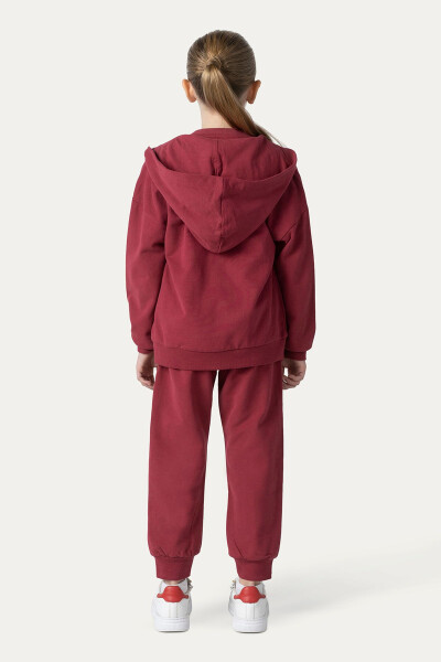 Unisex Çocuk Fermuarlı Bordo Sweatshirt - 035-Bordo - 15