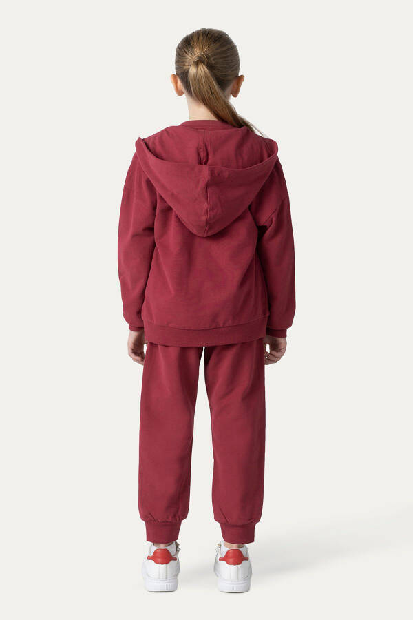 Unisex Çocuk Fermuarlı Bordo Sweatshirt - 035-Bordo - 15