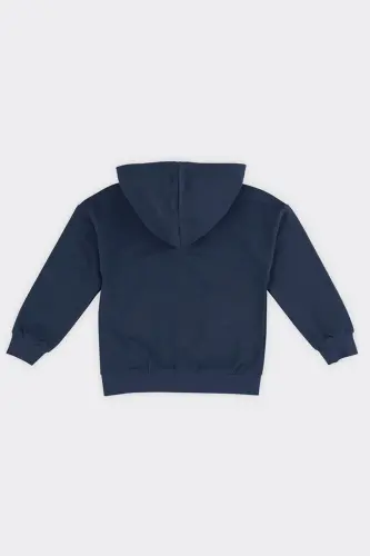 Unisex Çocuk Fermuarlı Lacivert Sweatshirt - 002-Lacivert - PANÇO (1)