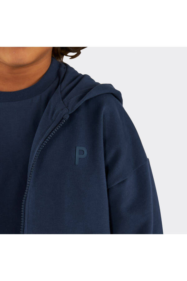 Unisex Çocuk Fermuarlı Lacivert Sweatshirt - 002-Lacivert - 5