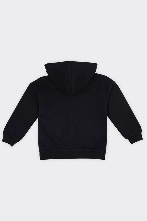 Unisex Çocuk Fermuarlı Siyah Sweatshirt - 004-Siyah - 2