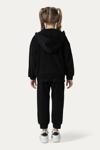 Unisex Çocuk Fermuarlı Siyah Sweatshirt - 004-Siyah - 6