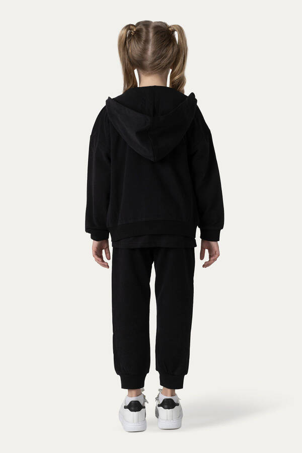 Unisex Çocuk Fermuarlı Siyah Sweatshirt - 004-Siyah - 6