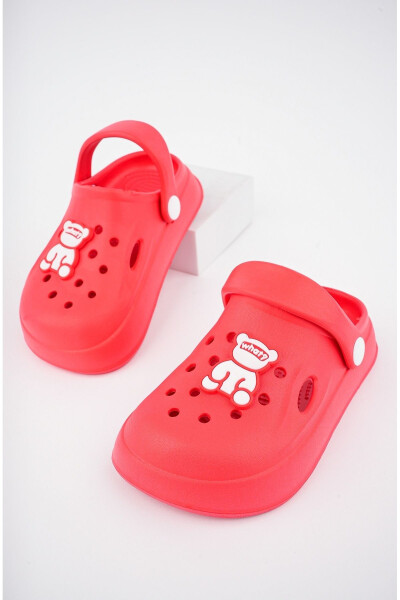 Unisex Çocuk Figürlü Sticker Sandalet-Terlik-KIRMIZI - SLIPCAT