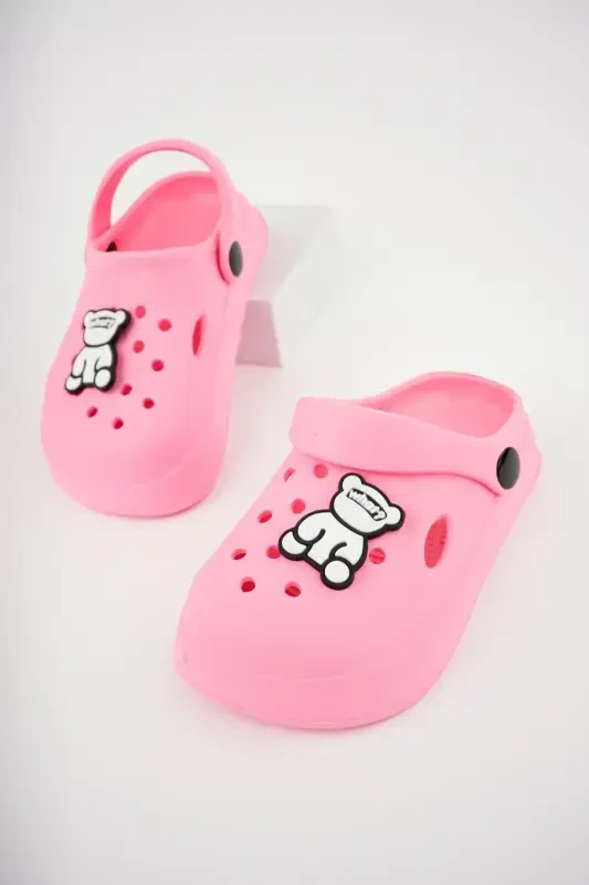 Unisex Çocuk Figürlü Sticker Sandalet-Terlik-PEMBE - 1