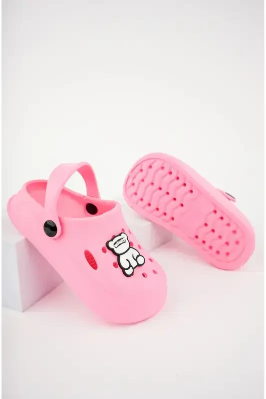 Unisex Çocuk Figürlü Sticker Sandalet-Terlik-PEMBE - 3