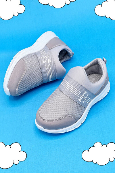 Tedy Garantili Unisex Çocuk Bağcıksız Rahat Esnek Günlük Sneaker Spor Ayakkabı Gri - Gri - STWENN