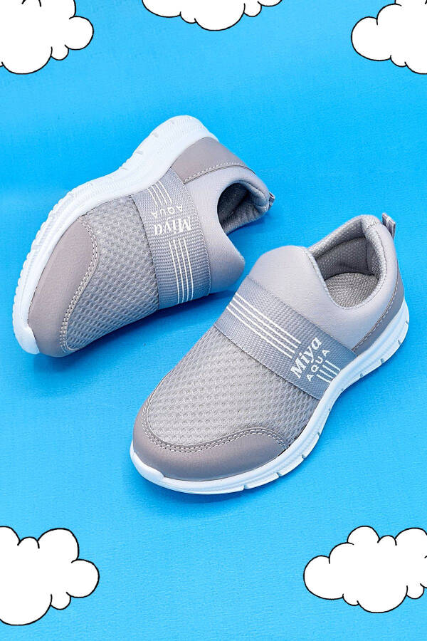 Tedy Garantili Unisex Çocuk Bağcıksız Rahat Esnek Günlük Sneaker Spor Ayakkabı Gri - Gri - 1