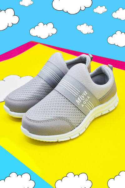 Tedy Garantili Unisex Çocuk Bağcıksız Rahat Esnek Günlük Sneaker Spor Ayakkabı Gri - Gri - 3