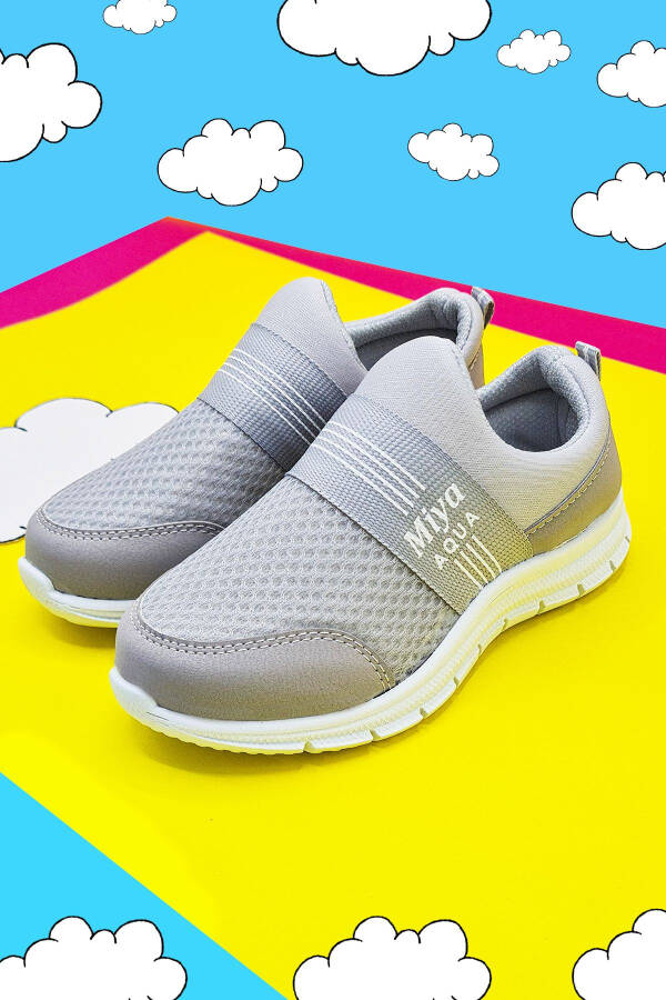 Tedy Garantili Unisex Çocuk Bağcıksız Rahat Esnek Günlük Sneaker Spor Ayakkabı Gri - Gri - 3
