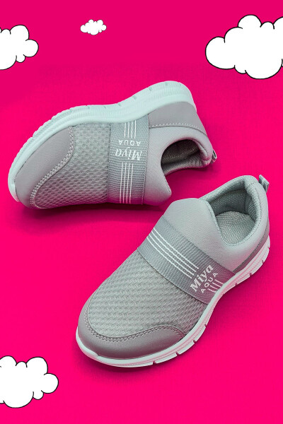 Tedy Garantili Unisex Çocuk Bağcıksız Rahat Esnek Günlük Sneaker Spor Ayakkabı Gri - Gri - 4