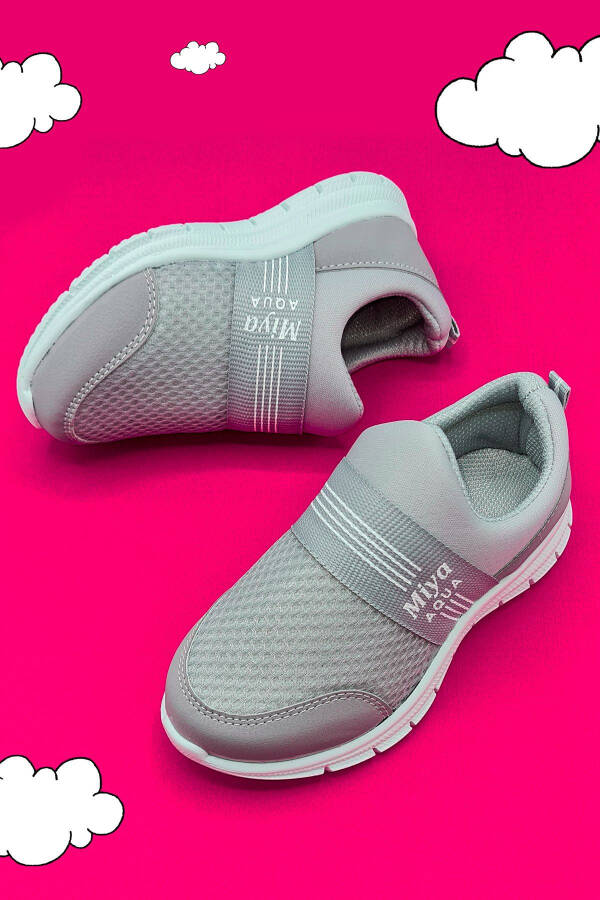 Tedy Garantili Unisex Çocuk Bağcıksız Rahat Esnek Günlük Sneaker Spor Ayakkabı Gri - Gri - 4