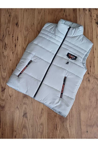 Unisex Çocuk 3-12 Yaş Micro Kapitone Saks Şişme Yelek-A.Gri/Bej - Modazone