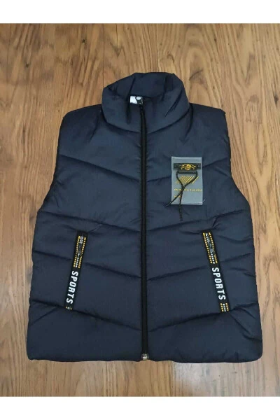 Unisex Çocuk(3-12 Yaş) Micro Kapitone Saks Şişme Yelek-Lacivert - Modazone (1)