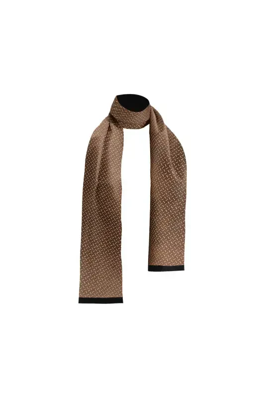 Unisex Coffee Line Pattern Phosphorus Satin Thin Cashmere Texture Soft New Generation Scarf Shawl-gift-Bronze - 2