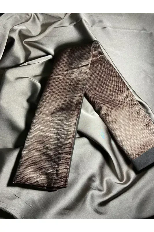 Unisex Coffee Line Patterned Satin Thin Cashmere Textured Warm Soft Winter Scarf-gift-brown - BIES