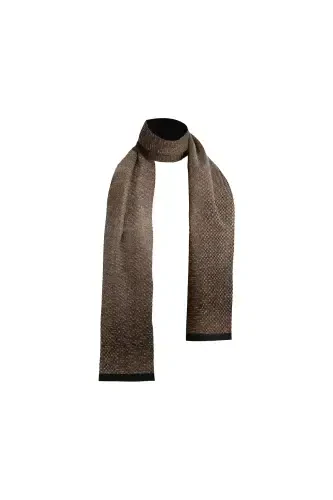 Unisex Coffee Line Patterned Satin Thin Cashmere Textured Warm Soft Winter Scarf-gift-brown - BIES (1)