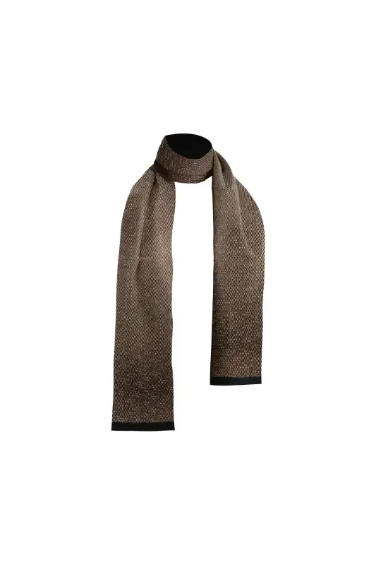 Unisex Coffee Line Patterned Satin Thin Cashmere Textured Warm Soft Winter Scarf-gift-brown - 2