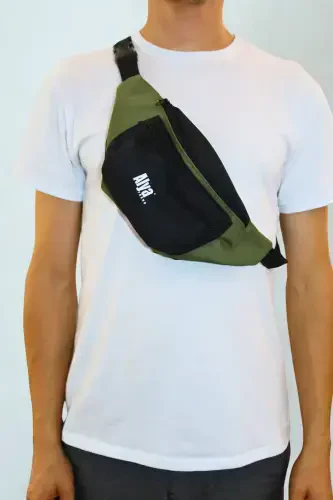 Unisex Colorful Two Compartment Shoulder And Waist Bag-Khaki - 1